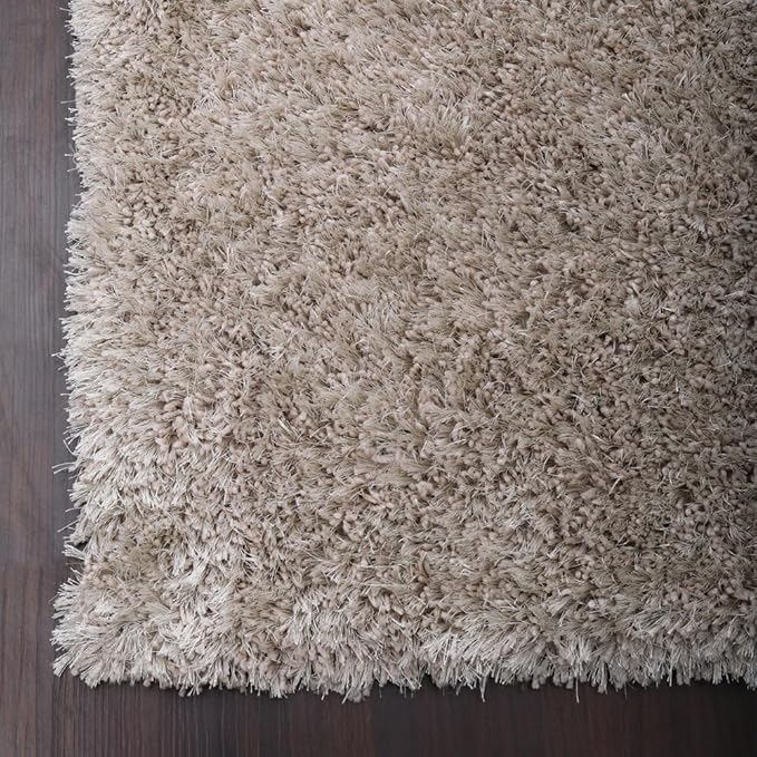 Hand Tufted SHAG Polyester ECO-Friendly Area Rugs - 2'8''x4'11'', Rectangle, Ivory, Solid Plain Design, High Pile Thick Handmade Anti Skid Rugs for Living Room, Bed Room K00111