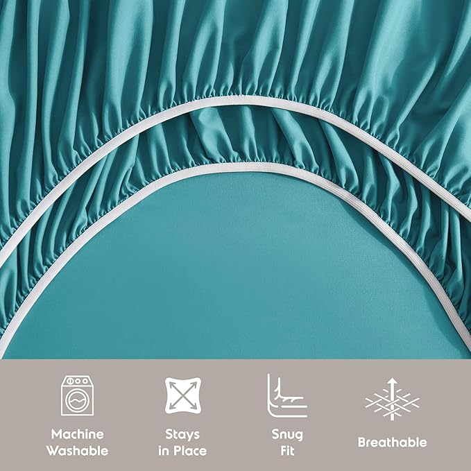 Nestl Split King Sheet Set - 1800 Ultra-Soft Microfiber Bed Sheets - Double Brushed - Deep Pockets - Easy Fit - 5 Piece Set - Bed Sheets & Pillowcases (Split King Size, Teal)