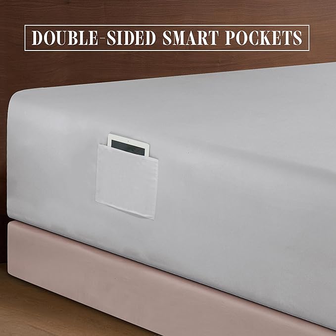 Elegant Comfort Luxurious 1500 Premium Hotel Quality Microfiber 4-Piece Sheet Set, 18-24 Inches Deep - Extra Deep Pocket Sheets - Ultra Soft 4PC Deep Pocket Sheets, Twin/Twin XL, Silver Gray