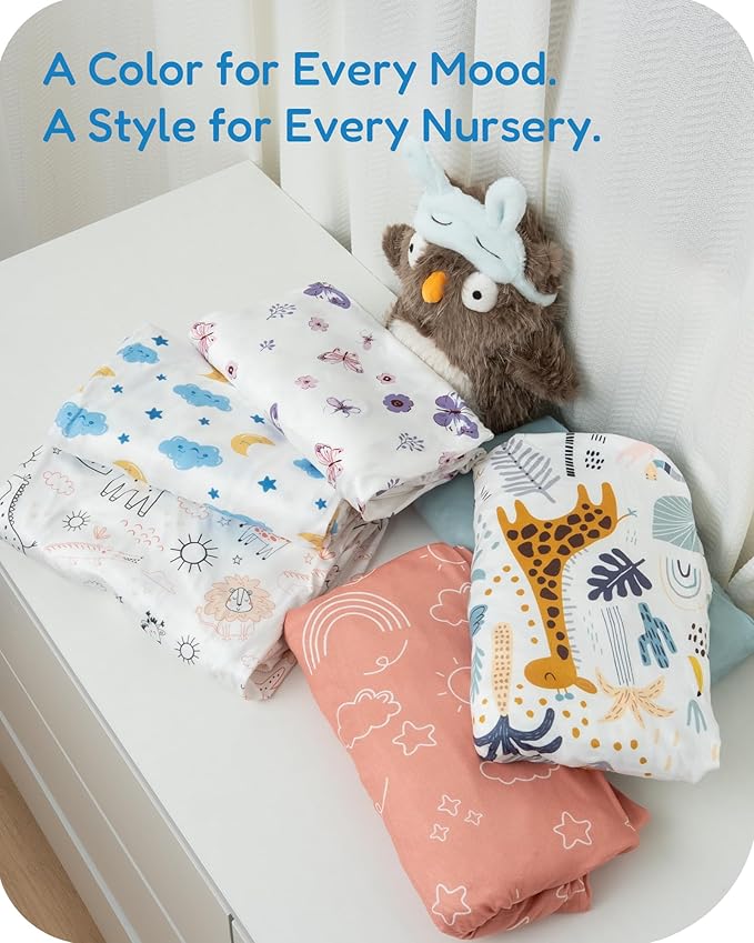 Pack and Play Sheets Fitted 2 Pack, 38x26 Graco Pack n Play Sheets for Playard & Travel Crib Mattress, Ultra Soft Jersey Knit, Breathable Stretchy Deep Pocket, Compatible with Mini Cribs