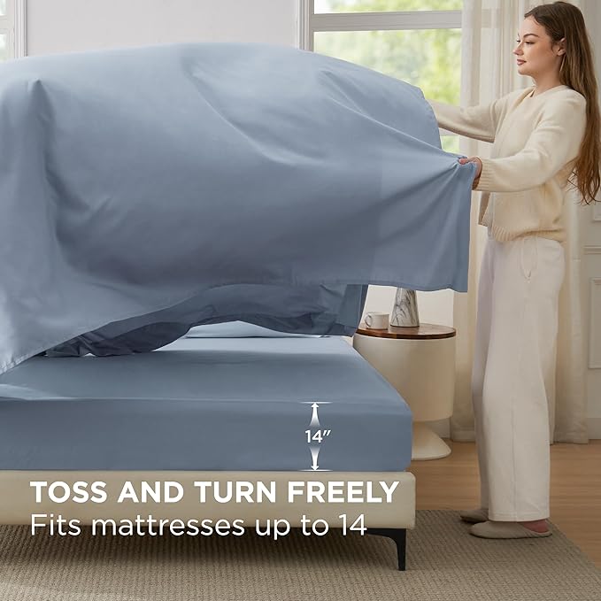 Bedsure Queen Comforter Set - 7 Pieces Navy Queen Bedding Set for All Seasons, Boho Contrasting Design Bed in a Bag with Comforter, Sheets, Pillowcases & Shams