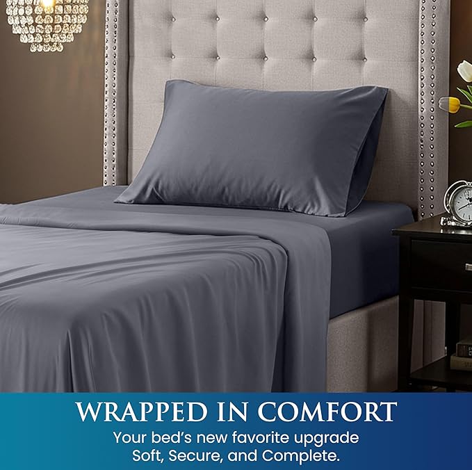 Utopia Bedding Twin XL Size 3 Piece Sheet Set - Brushed Microfiber - Soft Bed Sheets for Twin XL Bed - Includes 1 Fitted, 1 Flat, & 1 Pillow Case - Deep Pocket (Grey)