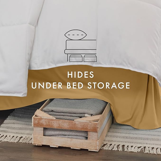 Linen Market Bed Skirt - Ultra Soft Microfiber - Easy Fit with 14 Inch Tailored Drop - Hotel Quality, Shrinkage & Fade Resistant - Bed Cover - King Bed Set - Bedroom Décor - (King, Gold)