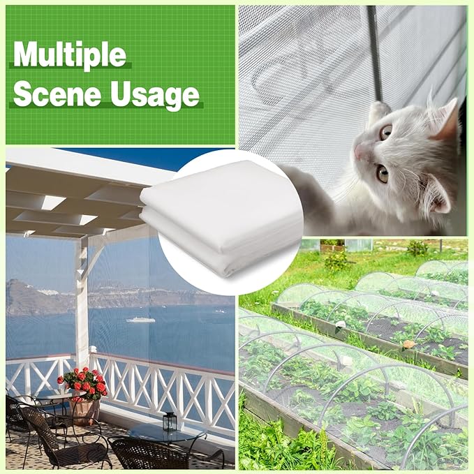 Stronger Garden Mesh Netting - 10 x 20 ft PP Nanocomposite Bird Net Barrier, Mosquito Netting Screen for Outdoor Plants Vegetables Patios Balconies Terraces, Shading Rate 20% (White)