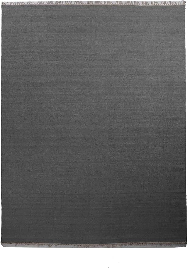 Rugsotic Carpets Hand Woven Flat Weave Kilim Wool ECO-Friendly Area Rugs - 10'x13', Rectangle Shape, Charcoal Color, Solid Plain Design, Low Pile Handmade Rugs for Living Room, Bed Room (D00111)
