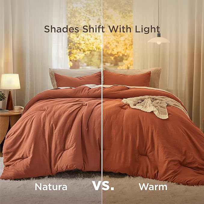 Bedsure King Comforter Set, Orange Soft Prewashed Bedding for All Seasons, 3 Pieces GentleSoft™ Bed Set, 1 Lightweight Comforter (104"x90") and 2 Pillowcases (20"x36")