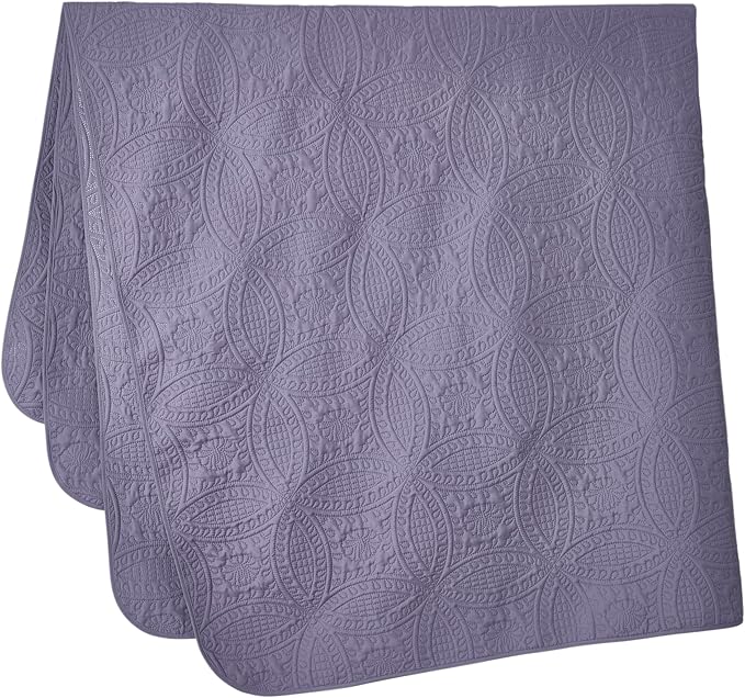 Chezmoi Collection Austin King Oversized Bedspread Set, 3-Piece Pinsonic Quilted Lightweight Microfiber Bedspread Coverlet, Dusty Purple