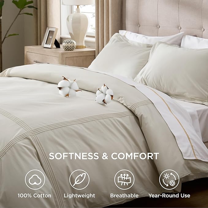 Bedsure 100% Cotton Duvet Cover King Size - Rope Weave Pattern Comforter Cover with Zipper Closure & 2 Pillow Shams, Comforter Sold Separately (Linen, 104"x90")