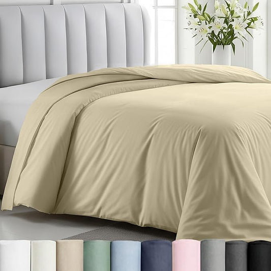 California Design Den Duvet Cover Queen/Full Only - Winner Good Housekeeping Best Bedding Awards 2025, 400 Thread Count Sateen 100% Cotton Queen Duvet Covers, Soft and Durable - Beige (Golden Tone)