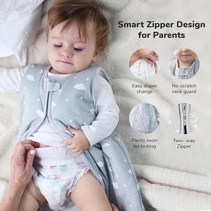 Mama Cheetah Baby Sleep Sack 2.5 TOG, Organic Cotton Baby Wearable Blanket with Two-Way Zipper, Swaddle Transition Baby Sleeping Bag for Newborn Infant Toddler Boy Girl, 0-6 Months