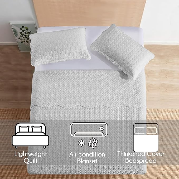 IR Imperial Rooms 8 Pack Quilt King Size Bedding (106" x 96") - Bulk Wholesale for Hotels, Guest Bedroom & Airbnbs - Lightweight Microfiber Reversible Embossed Quilts Bedspread (Silver)