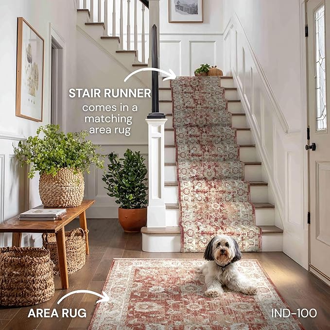 Well Woven Custom Size Runner - Elysium Crimson Vintage Panel Rug 27 Inch Wide x 16 Feet Long (27" x 16' Runner) | Heritage-Inspired, Soft & Durable, Easy to Clean Rug for Hallway, Stairs, entryway