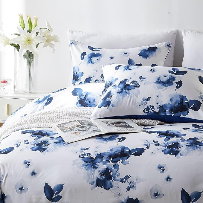 Cupocupa Duvet Cover King Size Set Boho Floral Pattern King Duvet Cover Set for King Size Bed Vintage Soft Bedding Leaf Print Duvet Cover with Pillowcases