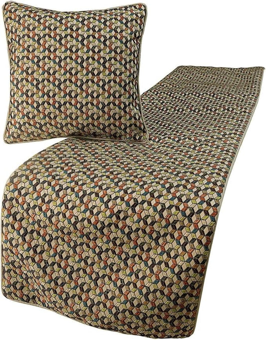 The HomeCentric King Queen Twin Beige & Multicolor Decorative King 90"x18" Bed Runner Without Pillow Cover, Floral Embroidery Bed Scarf on Jacquard Embroidered Fabric - Trixee