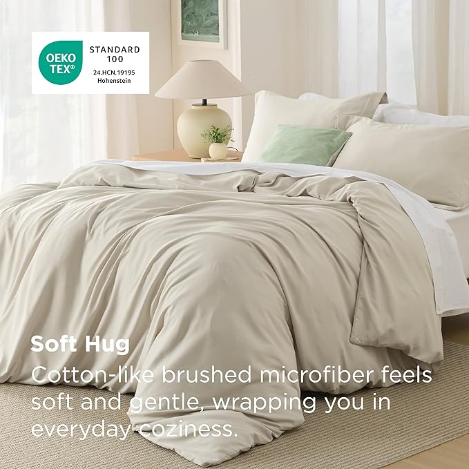 Bedsure Duvet Cover California King Size - Soft Double Brushed Bedding Set for Kids & Adults, Zipper Closure, 3 Pieces, Includes 1 Duvet Cover (104"x98") & 2 Pillow Shams, NO Comforter, Linen