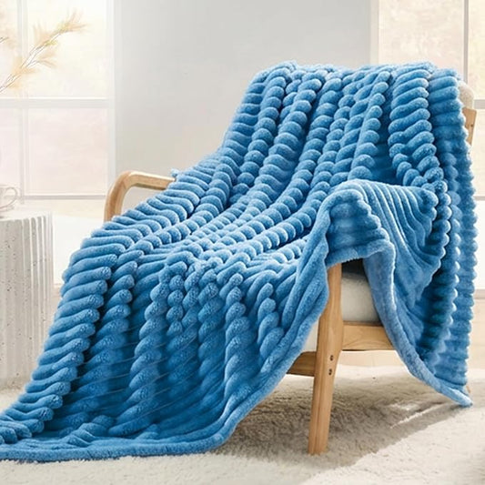 Blue Fleece Throw Blanket for Couch, Super Soft Cozy Blanket for Home Decor, Perfect Cozy Gifts for Women Men Gifts, Lightweight All Season Couch Blanket, 50x70 Inches