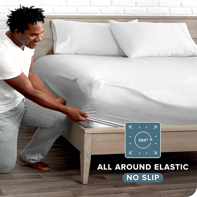 Bare Home Fitted Bottom Sheet Full Size - Premium 1800 Microfiber - Ultra-Soft Hotel Luxury - Deep Pocket - Durable and Long Lasting (Full, Cloud Grey)