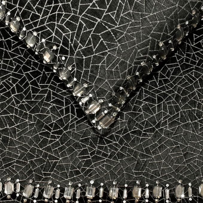 The HomeCentric King/Queen/Twin Black Decorative Full 68"x18" Bed Runner with Pillow Cover, Mosaic & Crystal Bed Scarf on Velvet Fabric - Mosaic Noir