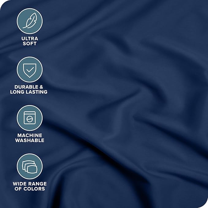 Bare Home 5-Pack Fitted Bottom Sheets Twin - Premium 1800 Ultra-Soft Wrinkle Resistant Microfiber - Deep Pocket (Twin, Dark Blue)