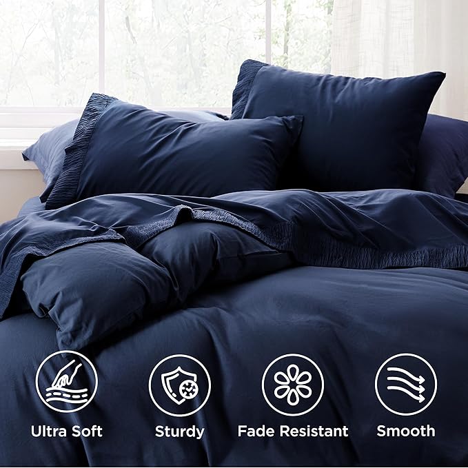 Bedsure Twin XL Sheet Sets Dorm Bedding - 3 Pieces Soft Extra Long Twin Sheets, Hotel Luxury, Easy Care Microfiber for Women, Men, Navy