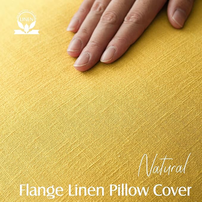 Foindtower Pack of 2, Decorative Linen Soild Throw Pillow Covers Soft Accent Euro Cushion Case Boho Farmhouse Pillowcase for Chair Couch Sofa Bedroom Living Room Home Decor 18 x 18 Inch Ginger Yellow
