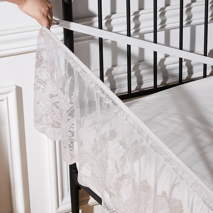 WARM HOME DESIGNS Twin Size Bed Skirt for Bed. Our Grey Bed Skirt Goes Great with Farmhouse or Victorian Bedding for Any Bedroom Decor. DO Silver Twin