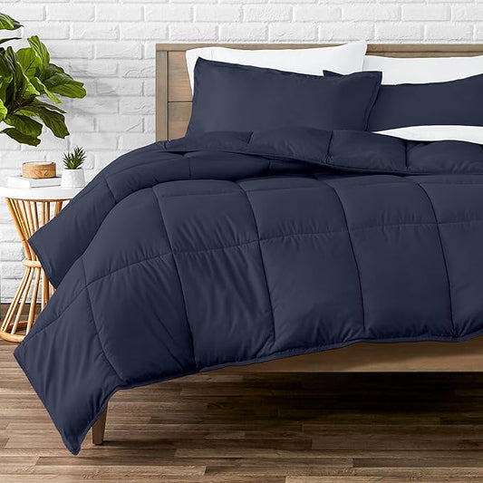 Bare Home Comforter Set - Oversized King Size - Ultra-Soft - Goose Down Alternative - Premium 1800 Series - All Season Warmth (Oversized King, Midnight Blue)
