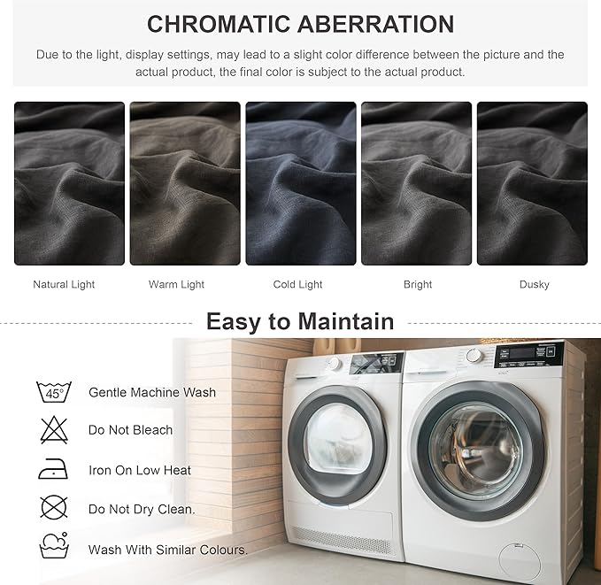 Simple&Opulence 100% Linen Duvet Cover Set, 3 PCS Natural French Flax Dark Grey Duvet Cover Full Size, Breathable Soft Comfy Linen Bedding Comforter Cover with 2 Pillowcases(Dark Grey, 78"x86")
