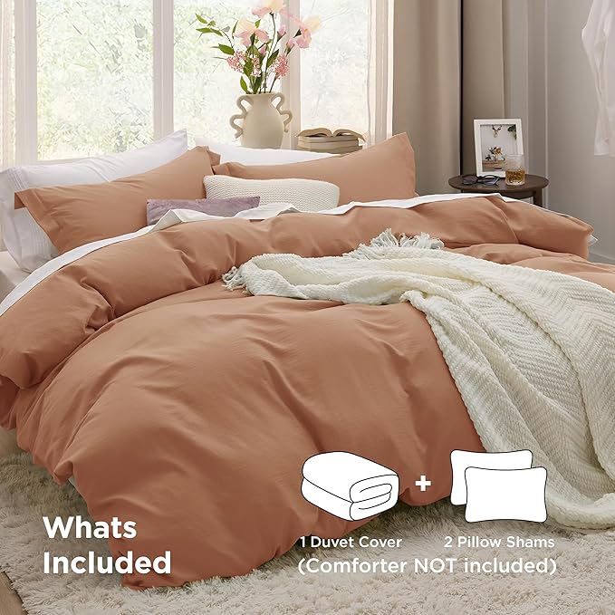 Bedsure Taupe Duvet Cover King Size - 3 Pieces Prewashed Cotton-Like Polyester Extra Soft Bedding Set, Includes 1 Duvet Cover 104x90 Inches with Zipper Closure & 2 Pillow Shams, Comforter Not Included