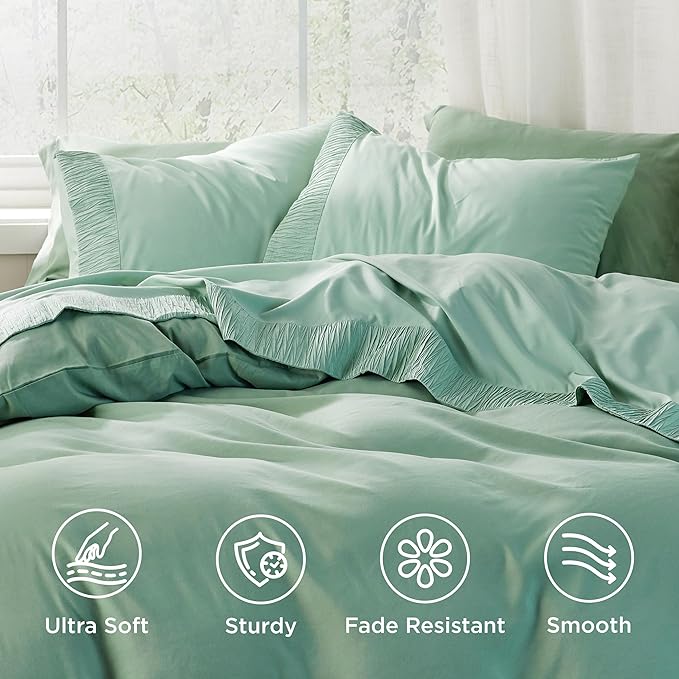 Bedsure Full Size Bed Sheets - 4 Pieces Soft Full Sheet Set - Breathable & Cooling - Hotel Luxury - Easy Care Polyester Microfiber Bedding for Women, Men, Mint Green