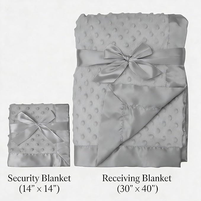 American Baby Company Heavenly Soft Chenille Blanket Set, Receiving Blanket (30" x 40") & Security Blanket (14" x 14"), Warm and Cozy, Gray, for Boys and Girls