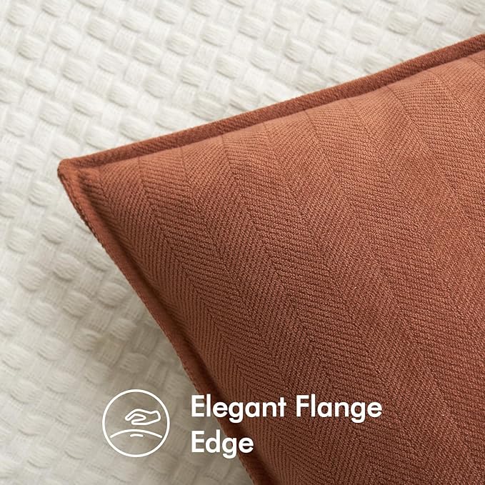 MIULEE Pack of 2 Burnt Orange Decorative Pillow Covers 24x24 Inch Chenille Luxurious Couch Throw Pillows Boho Cushion Covers Euro Shams with Elegant Design for Sofa Bed Living Room Home Decor