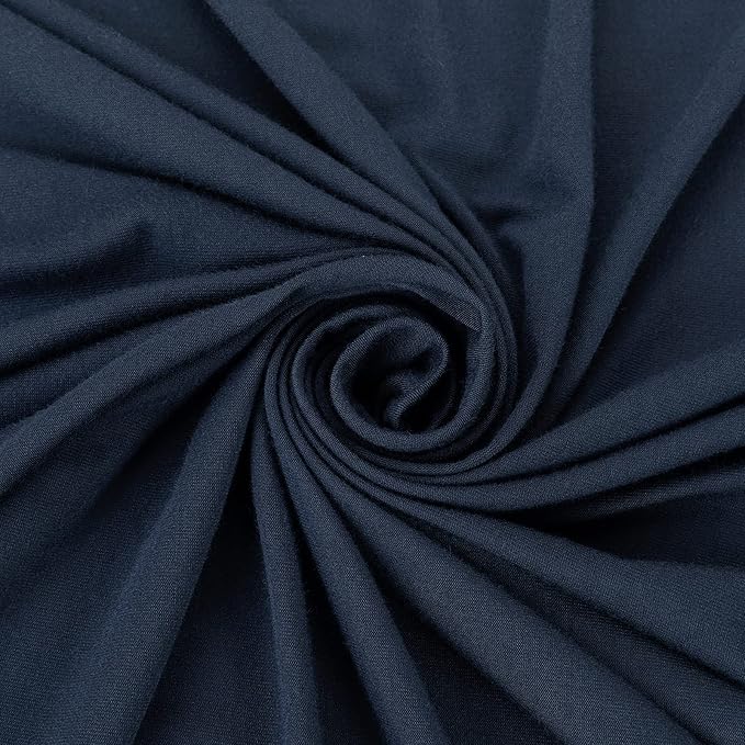 Large Jersey Knitted Swaddle Blanket for Baby, Soft Stretchy Receiving Blanket for Newborns with Hat, Baby Nursery Swaddle 47 x 47 inches(Navy)