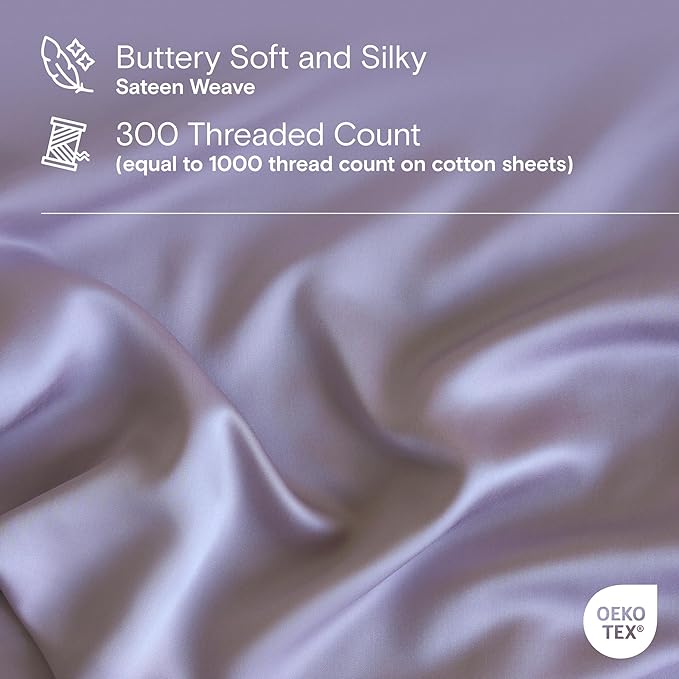 DOZ Duvet Cover Set, 100% Viscose derived from Bamboo, Organically Grown, Buttery Soft, Cooling Duvet Covers, High GSM, 1 Duvet Cover and 2 Pillowcases, 90"x90" (Lavender, Full/Queen)