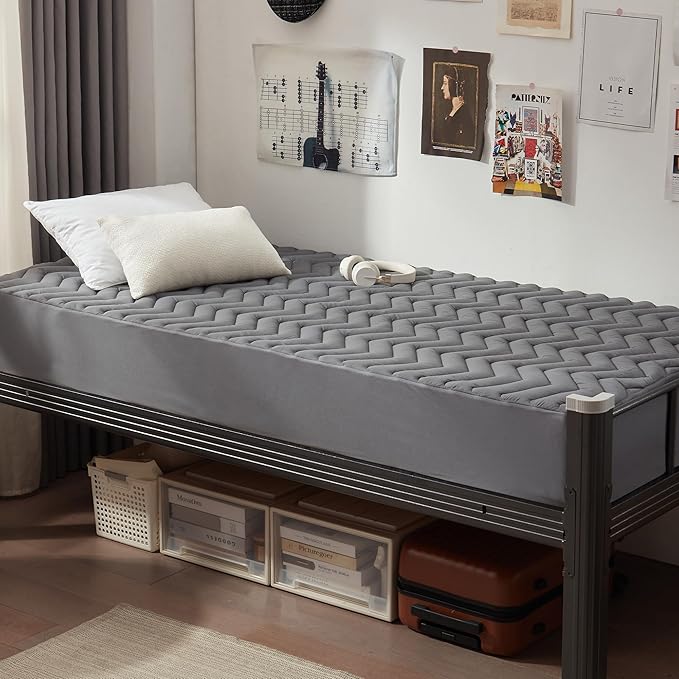 Unilibra Twin XL Size Mattress Protector Waterproof Quilted, Fitted Mattress Pad with Breathable Ultra-Soft Filling, Deep Pocket Mattress Cover Fits 6"-19" Mattress, Grey