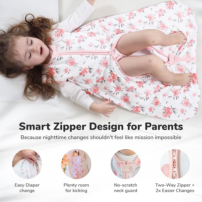 Mama Cheetah Baby Sleep Sack 2.5 TOG, Organic Cotton Baby Wearable Blanket with Two-Way Zipper, Swaddle Transition Baby Sleeping Bag for Newborn Infant Toddler Boy Girl, 12-18 Months
