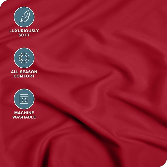 Bare Home Fitted Bottom Sheet King Size - Premium 1800 Microfiber - Ultra-Soft Hotel Luxury - Deep Pocket - Durable and Long Lasting (King, Red)