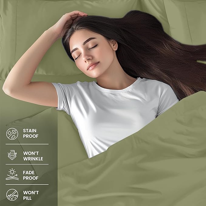 Utopia Bedding Queen Size Sheet Set – 4 Piece Bed Sheets, Soft and Breathable Microfiber, Includes 1 Fitted Sheet, 1 Flat Sheet and 2 Pillowcases – Oeko-Tex - (Olive)