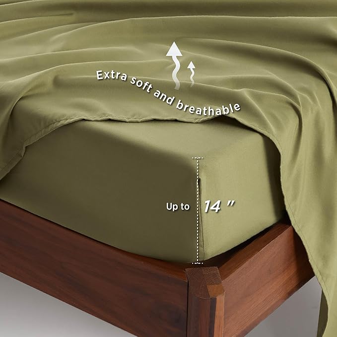 Bedsure Twin Comforter Set - 5 Pieces Floral Olive Green Soft Bedding Sets, Twin Bed in a Bag with Botanical Flowers Comforter, Sheets, Pillowcase & Sham