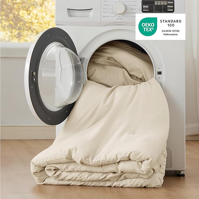 Bedsure King Comforter Set, Cream Soft Prewashed Bedding for All Seasons, 3 Pieces GentleSoft™ Bed Set, 1 Lightweight Comforter (104"x90") and 2 Pillowcases (20"x36")