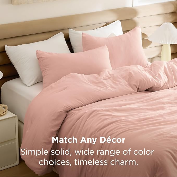 Bedsure King Comforter Set, Blush Pink Soft Prewashed Bedding for All Seasons, 3 Pieces GentleSoft™ Bed Set, 1 Lightweight Comforter (104"x90") and 2 Pillowcases (20"x36")