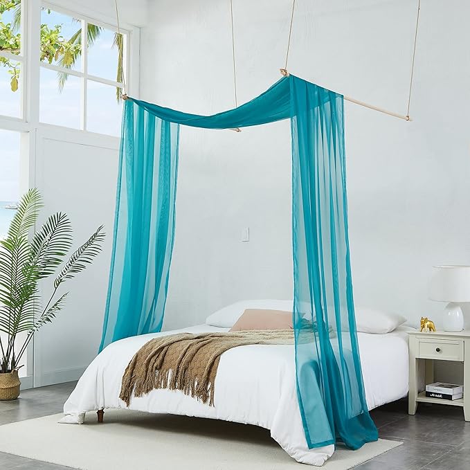 Warm Home Designs Teal Bed Canopy Curtains in 55 x 144 Inch Size. Our Twin Canopy Bed Curtains Work Great as Kids Canopy, Bed Scarf, Bed Curtain or to Enhance Bed Decor. BC Teal 144"