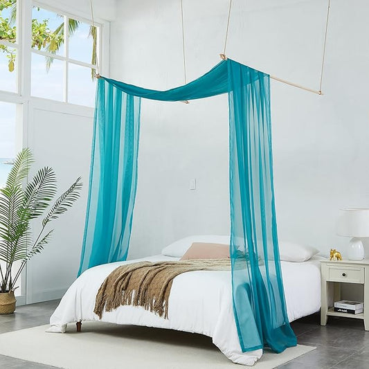 Warm Home Designs Teal Bed Canopy Curtains in 55 x 144 Inch Size. Our Twin Canopy Bed Curtains Work Great as Kids Canopy, Bed Scarf, Bed Curtain or to Enhance Bed Decor. BC Teal 144"