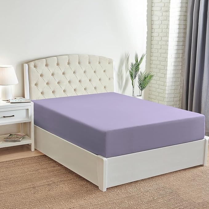 Mellanni King Fitted Sheet - Iconic Collection Bedding Sheets with up to 16 inch Deep Pocket - Soft & Cooling - Fade & Stain Resistant - 1 PC (King, Violet)