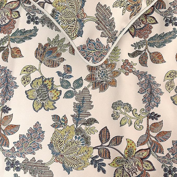 The HomeCentric King Queen Twin Multi Color & Ivory Decorative Queen 74"x18" Bed Runner with 2 Pillow Cover, Floral Bed Scarf on Jacquard Fabric - Seasons Blossoms