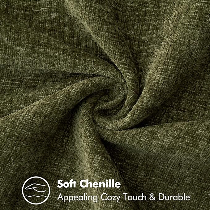 MIULEE Pack of 2 Couch Throw Pillow Covers 24x24 Inch Olive Green Farmhouse Decorative Pillow Covers with Stitched Edge Soft Chenille Solid Dyed Spring Pillow Covers for Sofa Bed Living Room