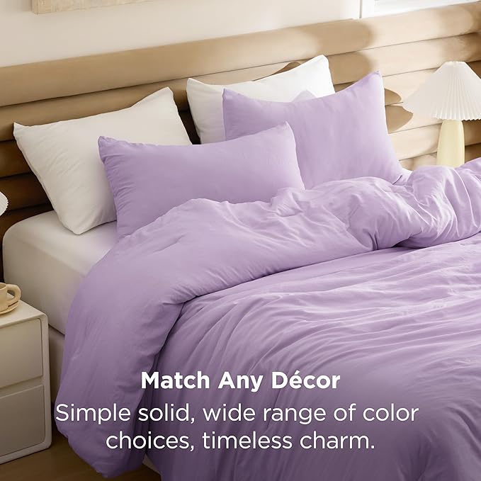 Bedsure King Comforter Set, Lavendar Soft Prewashed Bedding for All Seasons, 3 Pieces GentleSoft™ Bed Set, 1 Lightweight Comforter (104"x90") and 2 Pillowcases (20"x36")