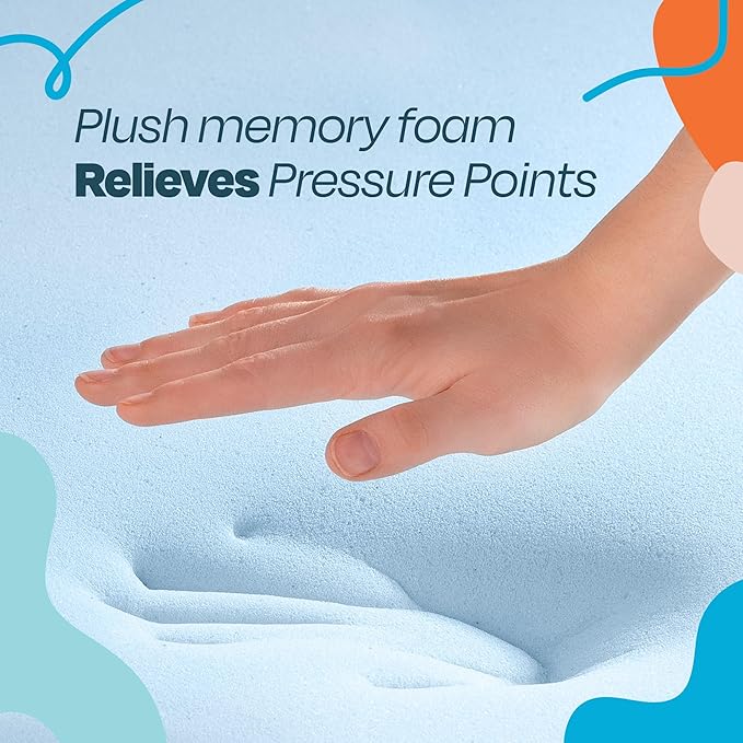 Linenspa Memory Foam Mattress Topper, Small Twin Size - 2 Inch Gel Infused Memory Foam - Plush Feel - Cooling and Pressure Relieving - CertiPUR Certified