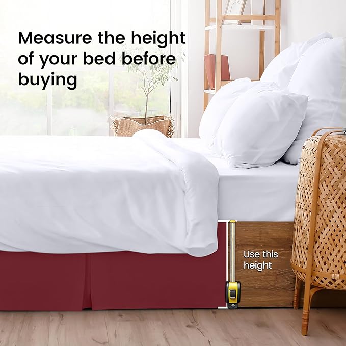 Utopia Bedding Queen Bed Skirt - Soft Quadruple Pleated Ruffle - Easy Fit with 16 Inch Tailored Drop - Hotel Quality, Shrinkage and Fade Resistant (Queen, Burgundy)