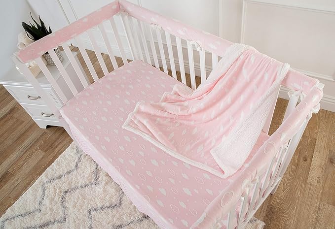 American Baby Company Heavenly Soft Chenille Sherpa Receiving Blanket (30" x 35"), 3D Pink, Warm and Cozy for Boys and Girls, Ideal for Baby Carrier, Stroller, and Travel
